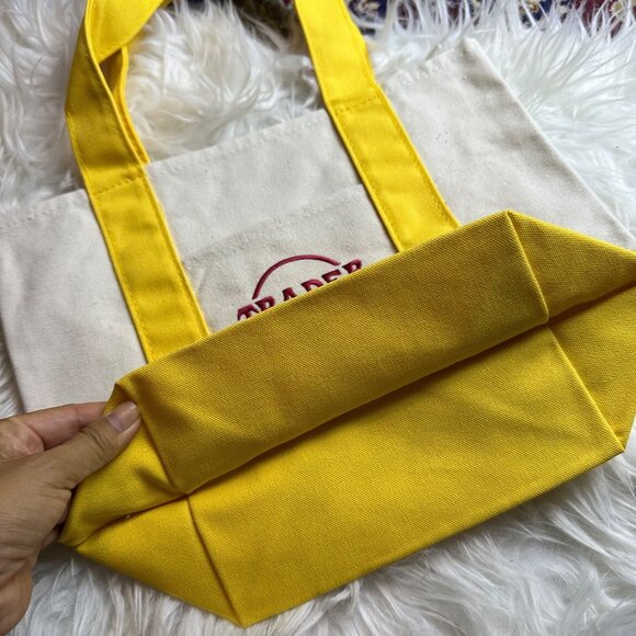 NWT Trader Joes Yellow Mini Canvas Tote Bag Reusable Ecofriendly Farm Market 865 - Picture 6 of 7